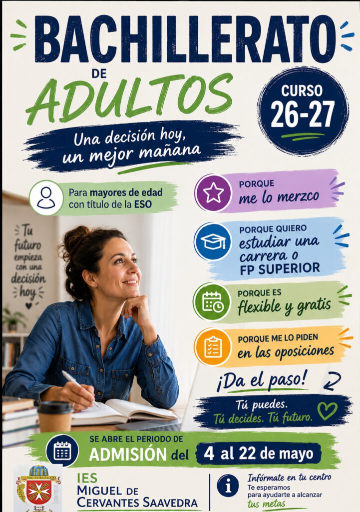 Plazo de admisión del Bachillerato de Adultos